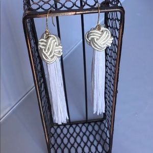 White Knot Tassel Earrings